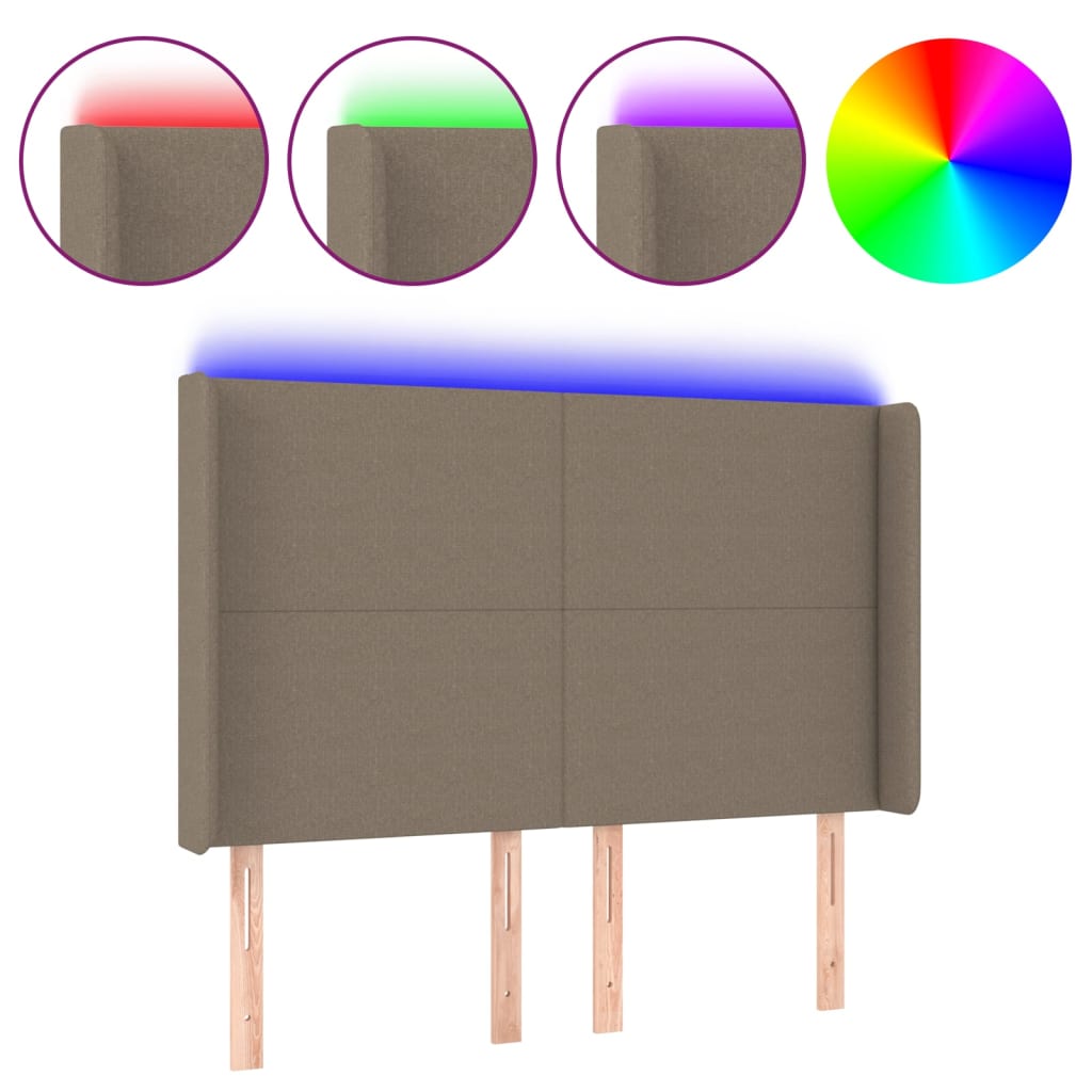 Hoofdbord LED 147x16x118/128 cm stof taupe is nu te koop bij PeponiXL, paradijselijk wonen!