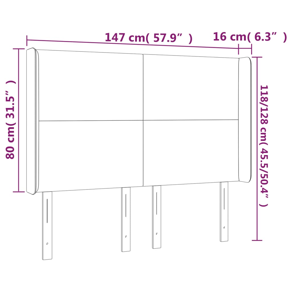 Hoofdbord LED 147x16x118/128 cm stof blauw is nu te koop bij PeponiXL, paradijselijk wonen!