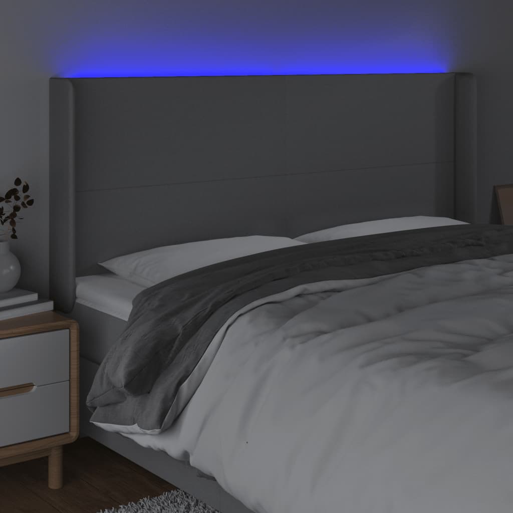 Hoofdbord LED 163x16x118/128 cm stof lichtgrijs is nu te koop bij PeponiXL, paradijselijk wonen!