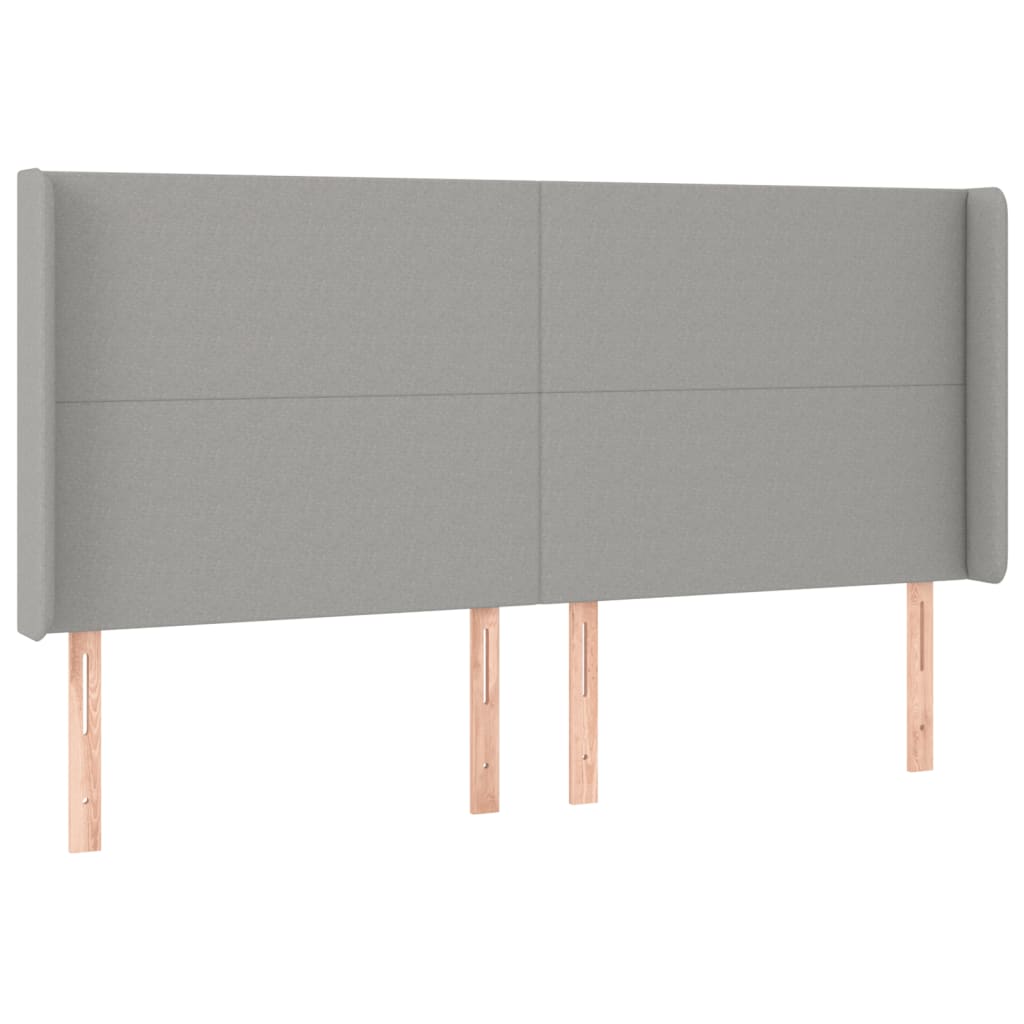Hoofdbord LED 203x16x118/128 cm stof lichtgrijs is nu te koop bij PeponiXL, paradijselijk wonen!