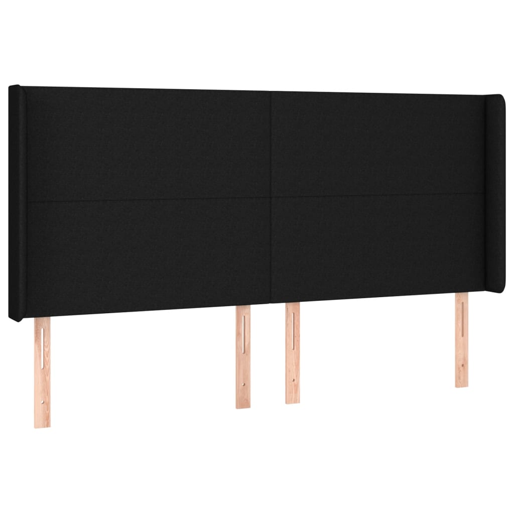 Hoofdbord LED 203x16x118/128 cm stof zwart is nu te koop bij PeponiXL, paradijselijk wonen!