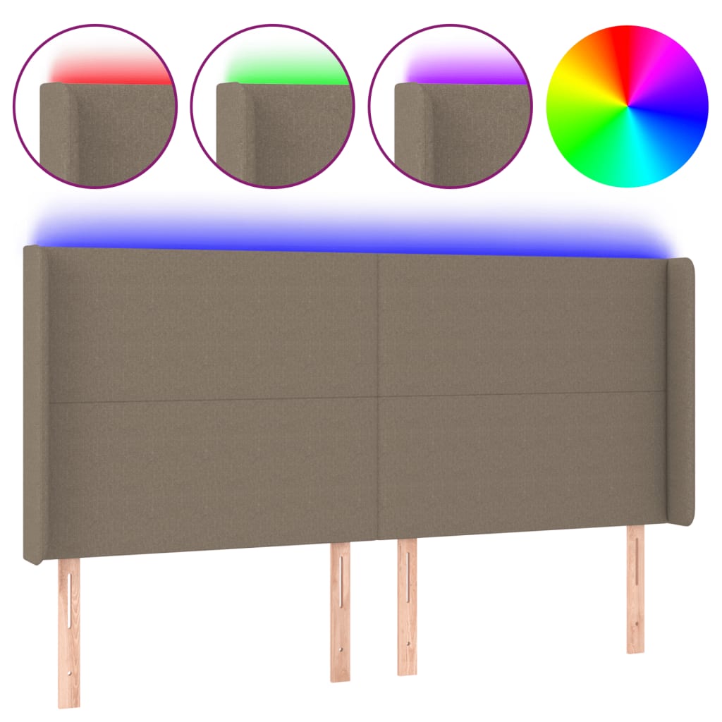 Hoofdbord LED 203x16x118/128 cm stof taupe is nu te koop bij PeponiXL, paradijselijk wonen!