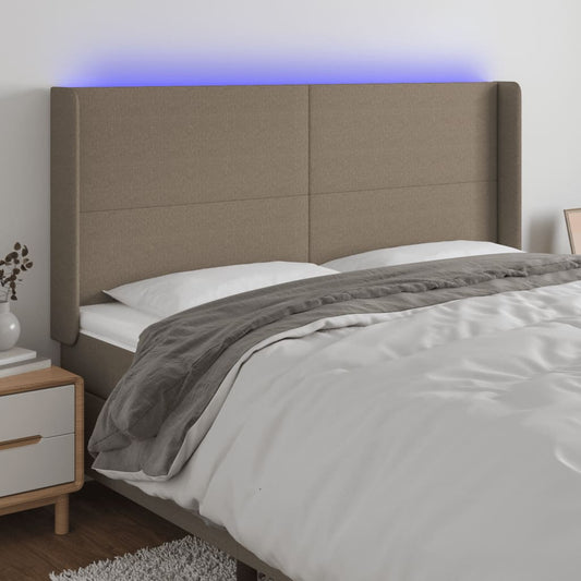 Hoofdbord LED 203x16x118/128 cm stof taupe is nu te koop bij PeponiXL, paradijselijk wonen!