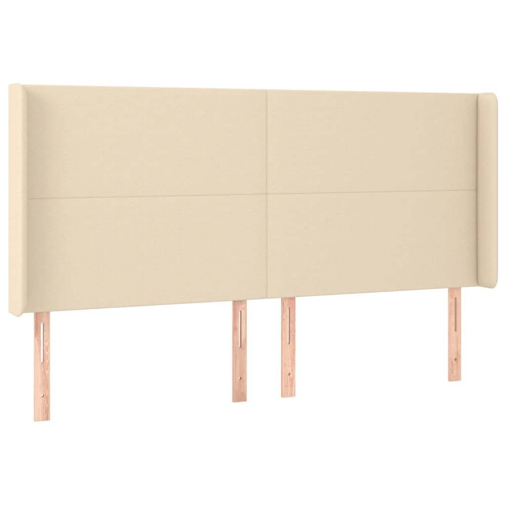 Hoofdbord LED 203x16x118/128 cm stof crèmekleurig is nu te koop bij PeponiXL, paradijselijk wonen!