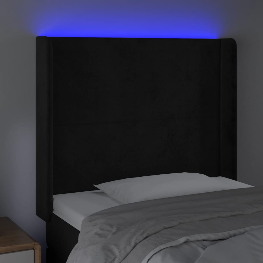Hoofdbord LED 83x16x118/128 cm fluweel zwart is nu te koop bij PeponiXL, paradijselijk wonen!