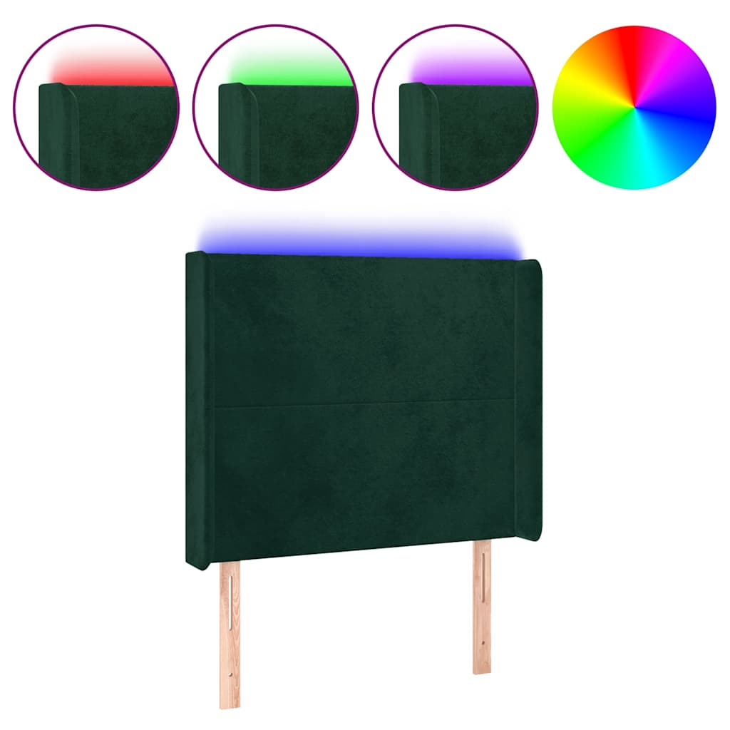Hoofdbord LED 83x16x118/128 cm fluweel donkergroen is nu te koop bij PeponiXL, paradijselijk wonen!