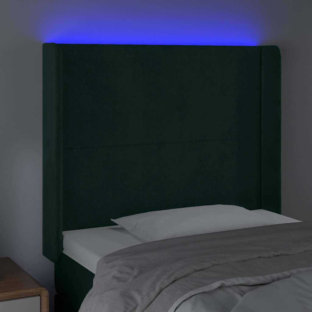 Hoofdbord LED 83x16x118/128 cm fluweel donkergroen is nu te koop bij PeponiXL, paradijselijk wonen!