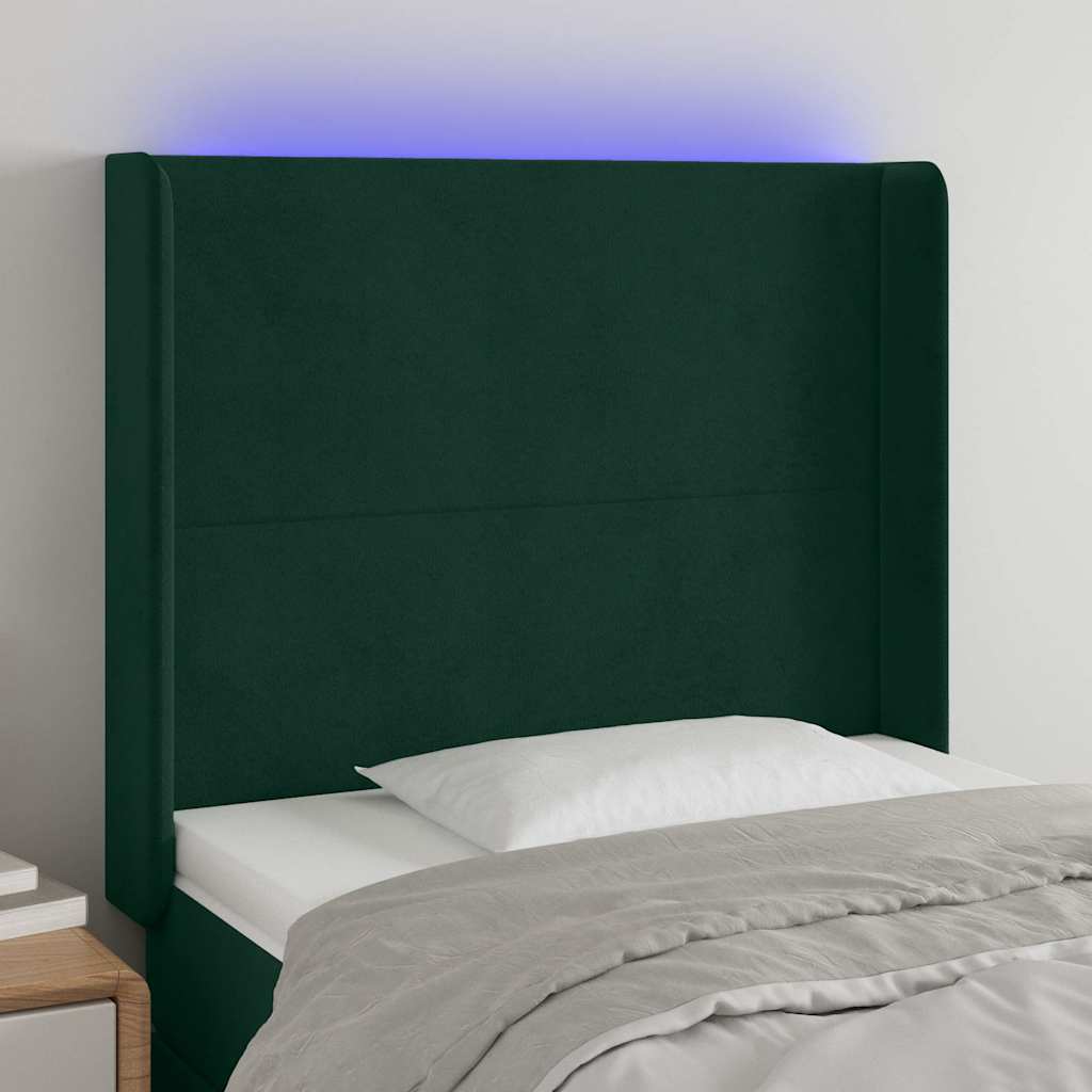 Hoofdbord LED 83x16x118/128 cm fluweel donkergroen is nu te koop bij PeponiXL, paradijselijk wonen!
