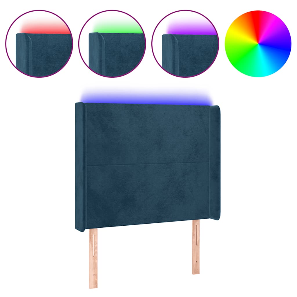Hoofdbord LED 83x16x118/128 cm fluweel donkerblauw is nu te koop bij PeponiXL, paradijselijk wonen!