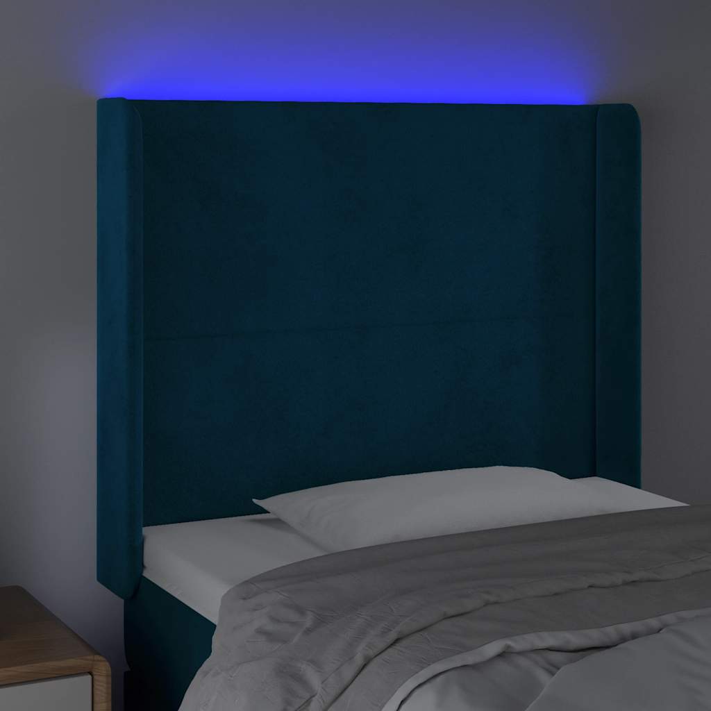 Hoofdbord LED 83x16x118/128 cm fluweel donkerblauw is nu te koop bij PeponiXL, paradijselijk wonen!