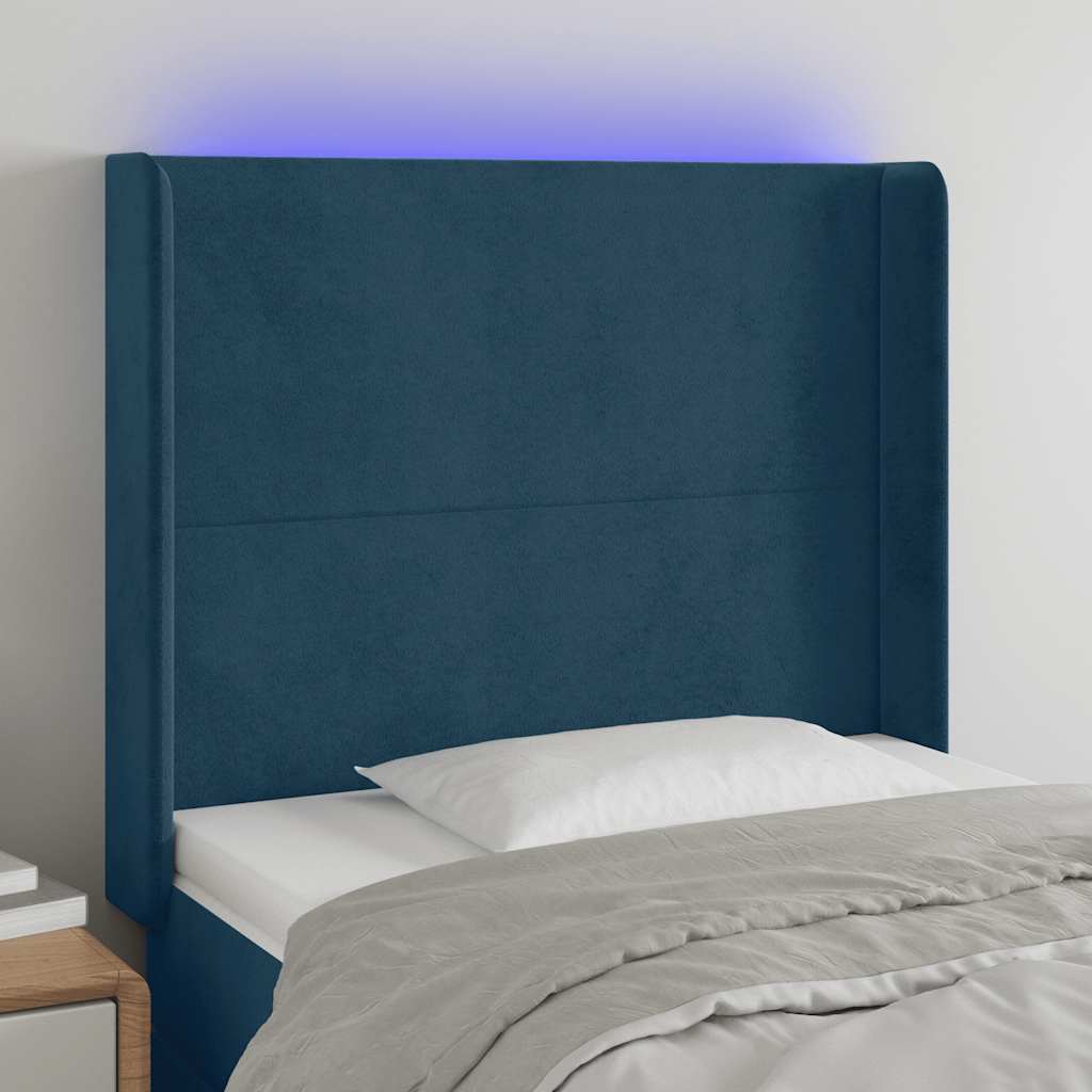 Hoofdbord LED 83x16x118/128 cm fluweel donkerblauw is nu te koop bij PeponiXL, paradijselijk wonen!