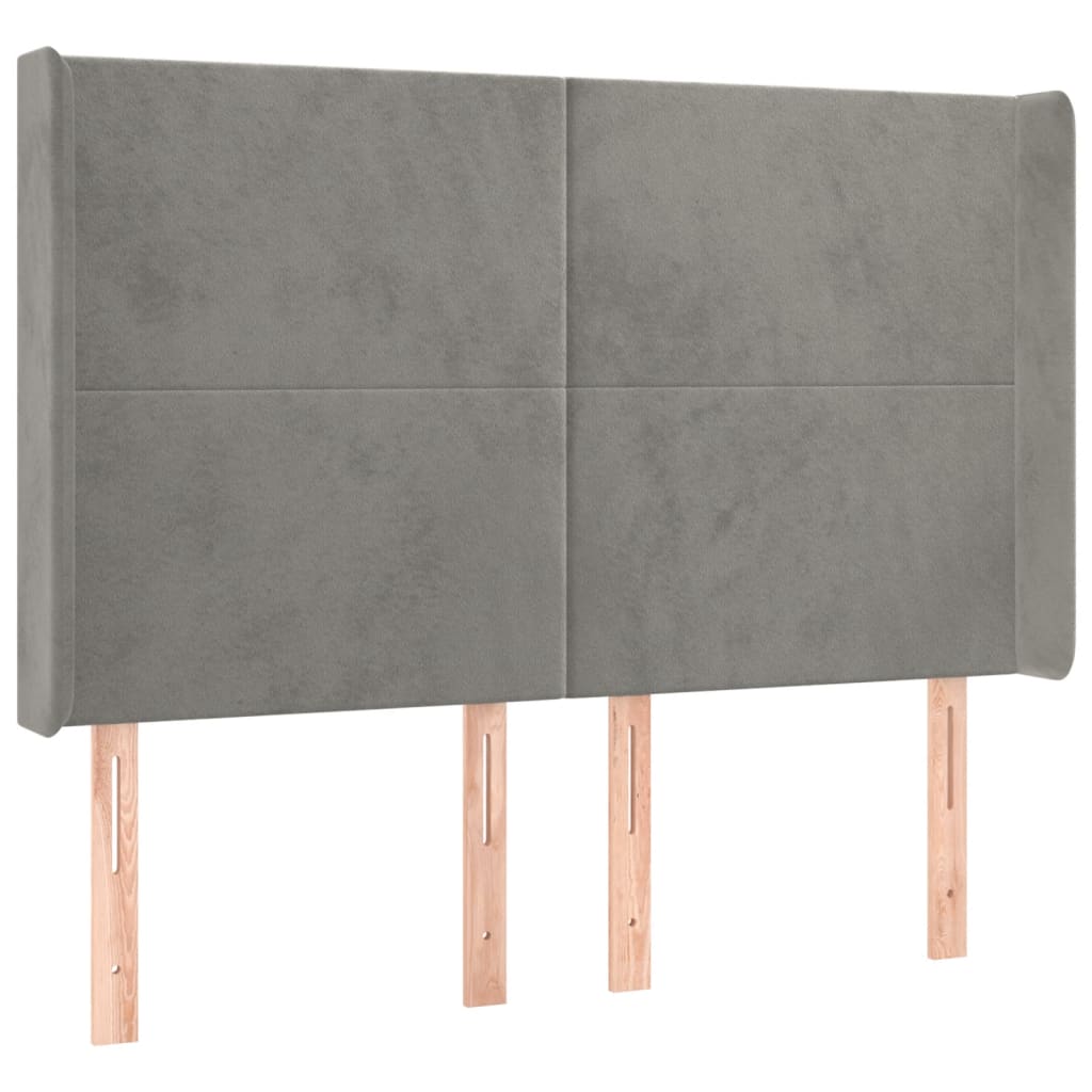 Hoofdbord LED 147x16x118/128 cm fluweel lichtgrijs is nu te koop bij PeponiXL, paradijselijk wonen!