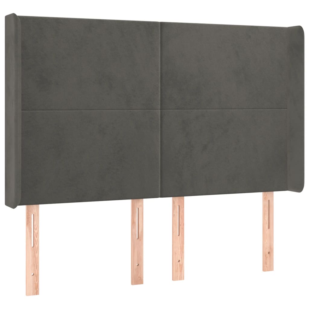 Hoofdbord LED 147x16x118/128 cm fluweel donkergrijs is nu te koop bij PeponiXL, paradijselijk wonen!