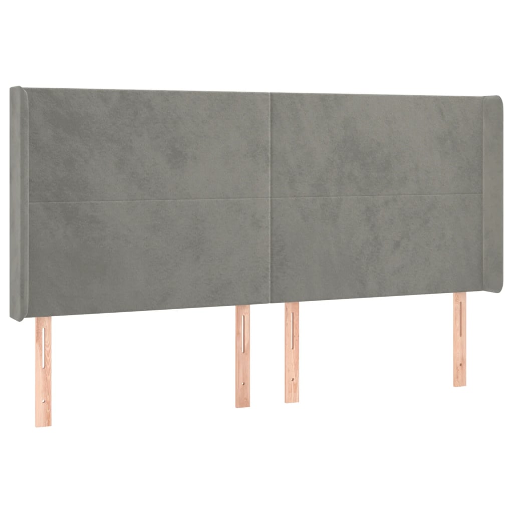 Hoofdbord LED 163x16x118/128 cm fluweel lichtgrijs is nu te koop bij PeponiXL, paradijselijk wonen!