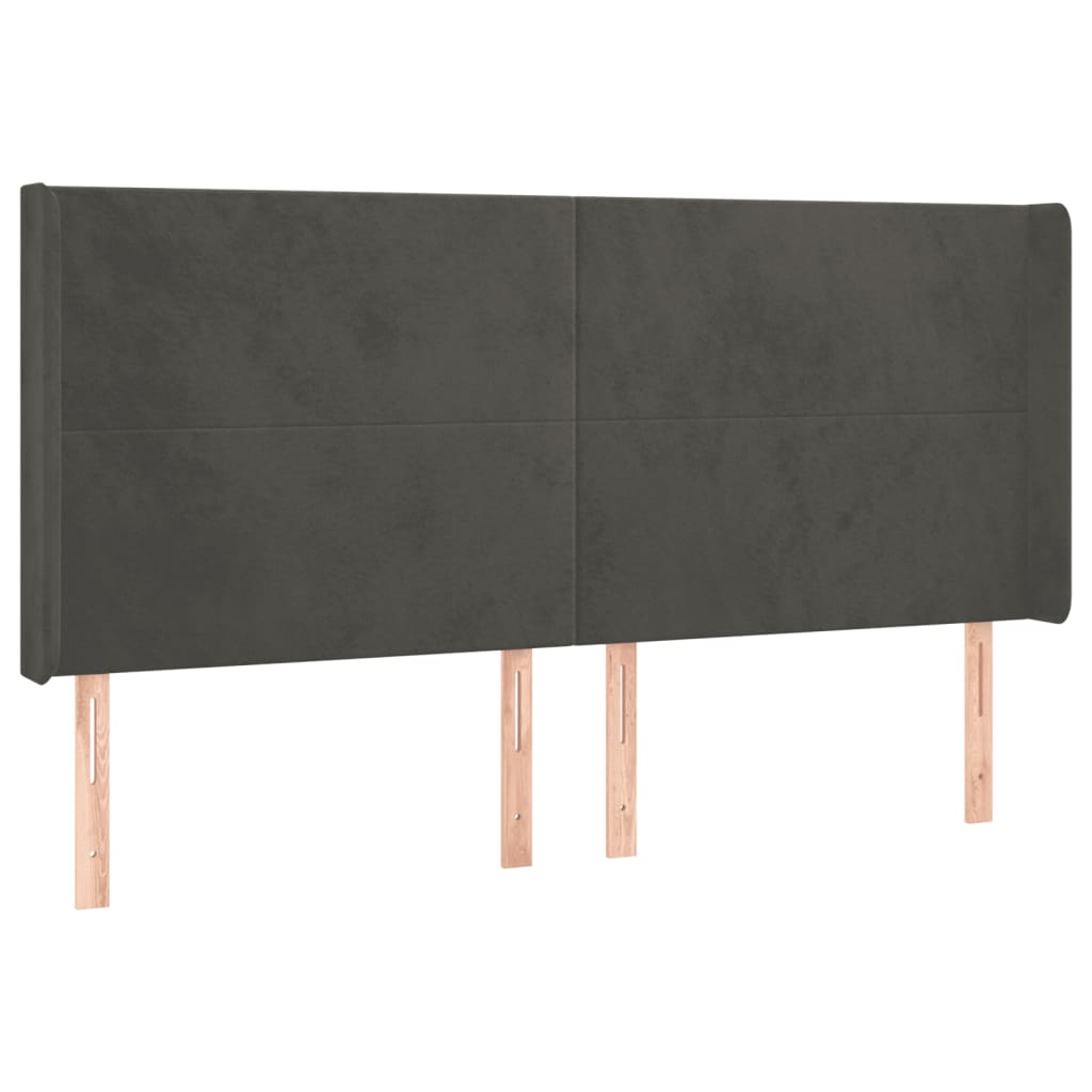 Hoofdbord LED 163x16x118/128 cm fluweel donkergrijs is nu te koop bij PeponiXL, paradijselijk wonen!
