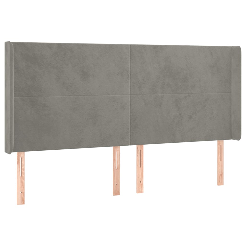 Hoofdbord LED 203x16x118/128 cm fluweel lichtgrijs is nu te koop bij PeponiXL, paradijselijk wonen!