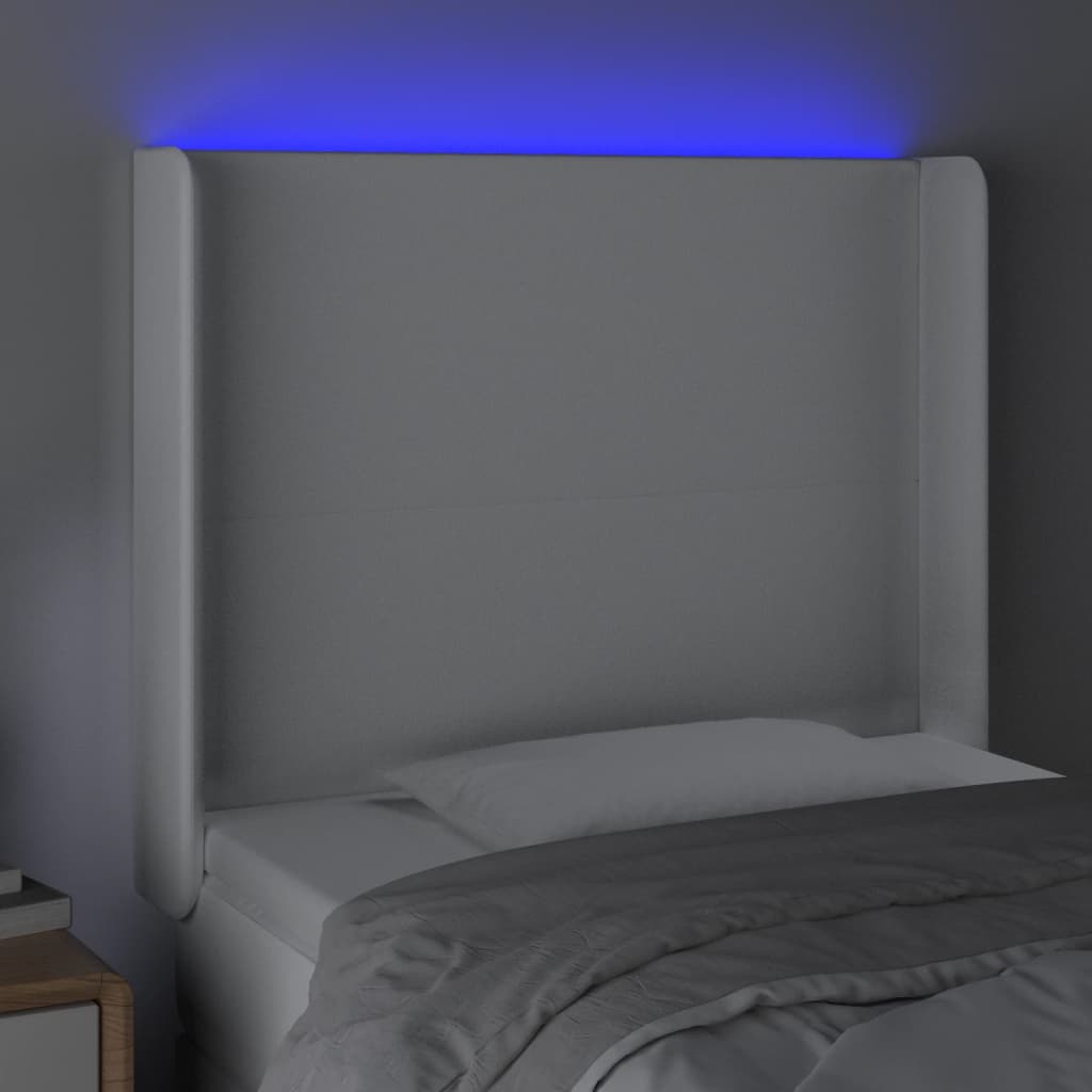 Hoofdbord LED 83x16x118/128 cm kunstleer wit is nu te koop bij PeponiXL, paradijselijk wonen!