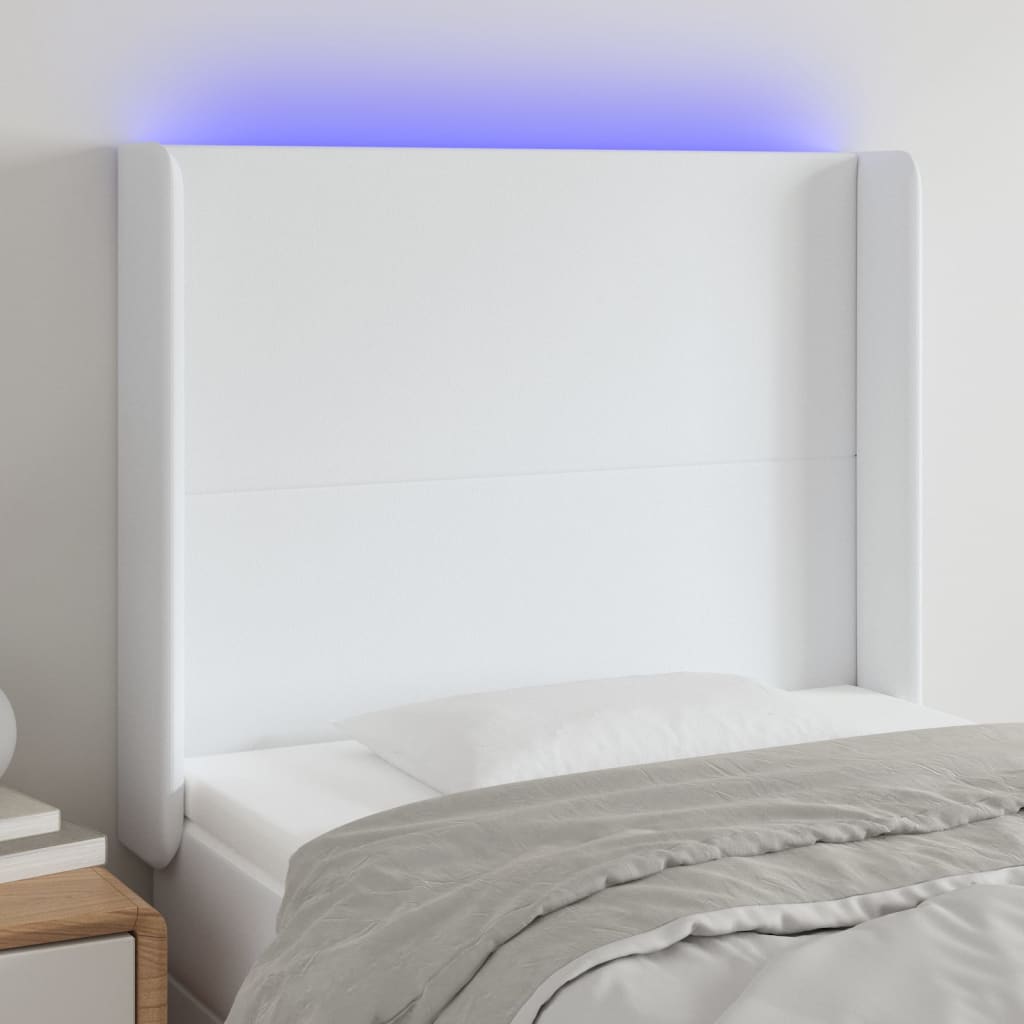 Hoofdbord LED 83x16x118/128 cm kunstleer wit is nu te koop bij PeponiXL, paradijselijk wonen!