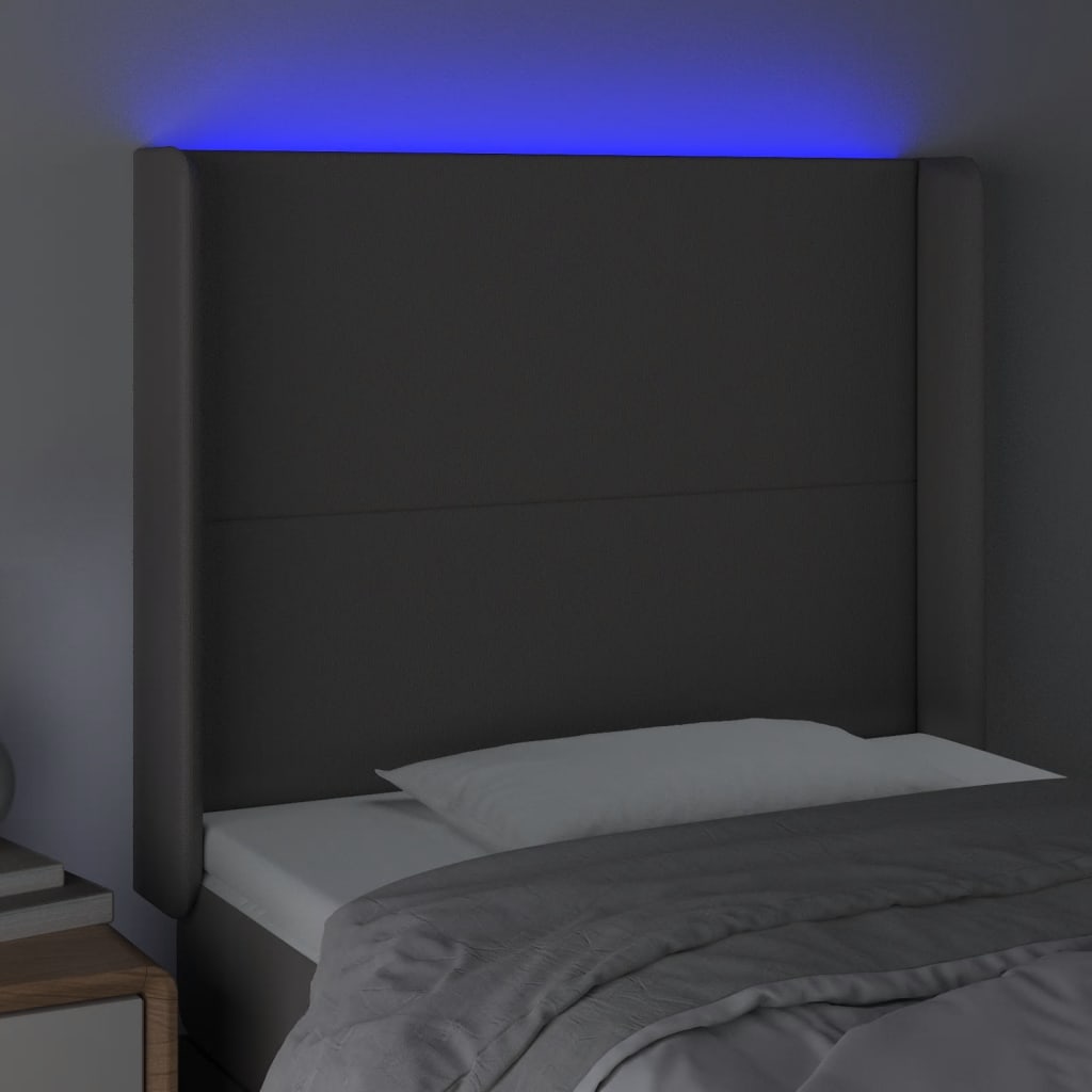 Hoofdbord LED 83x16x118/128 cm kunstleer grijs is nu te koop bij PeponiXL, paradijselijk wonen!