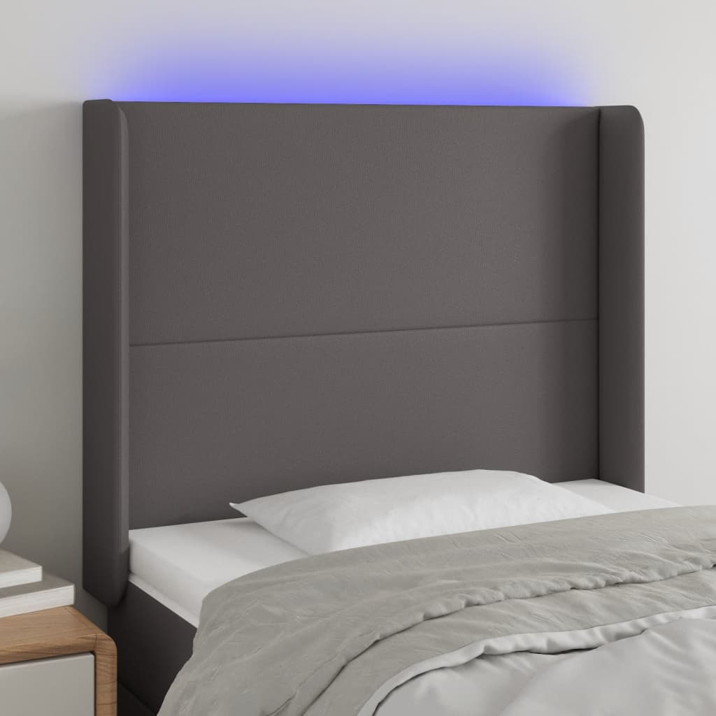 Hoofdbord LED 83x16x118/128 cm kunstleer grijs is nu te koop bij PeponiXL, paradijselijk wonen!