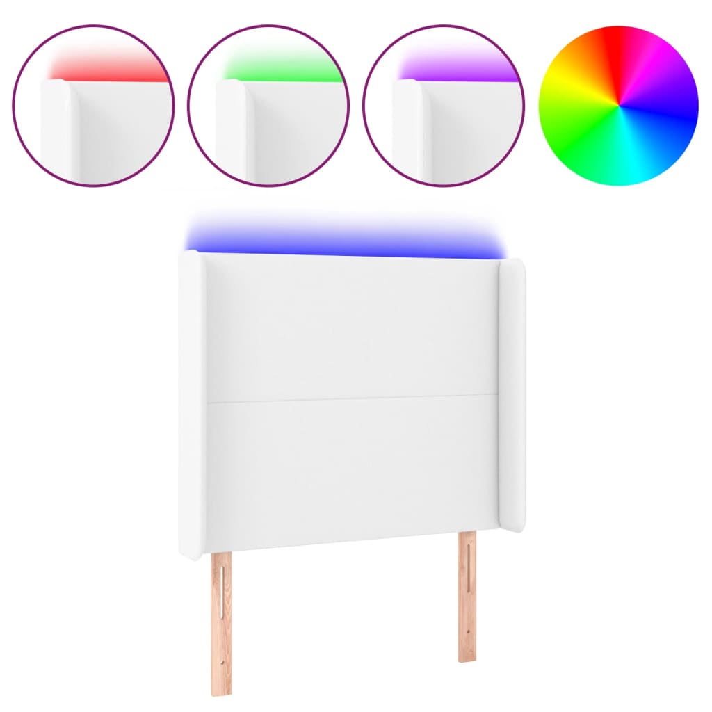 Hoofdbord LED 93x16x118/128 cm kunstleer wit is nu te koop bij PeponiXL, paradijselijk wonen!
