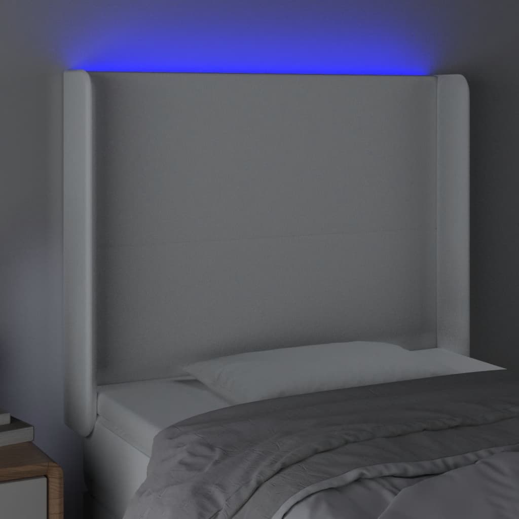Hoofdbord LED 93x16x118/128 cm kunstleer wit is nu te koop bij PeponiXL, paradijselijk wonen!