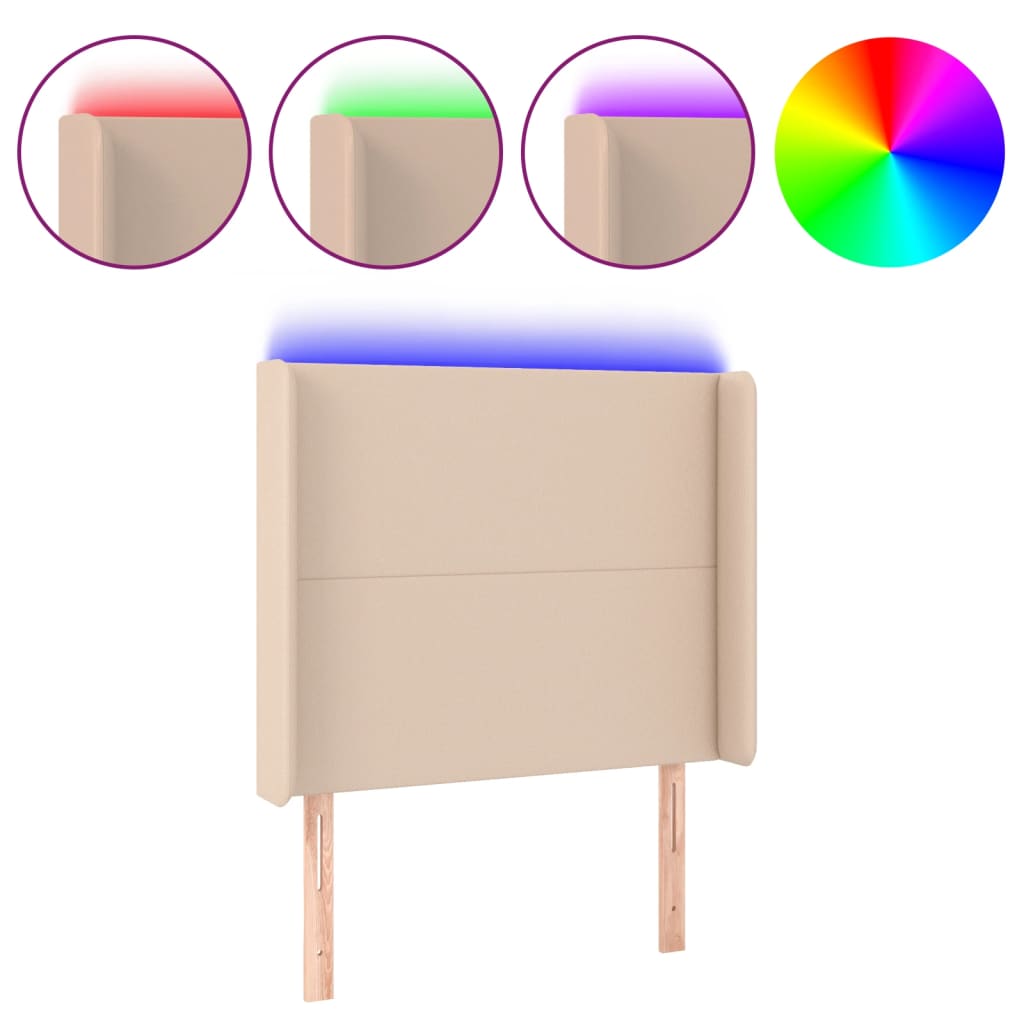Hoofdbord LED 93x16x118/128 cm kunstleer cappuccinokleurig is nu te koop bij PeponiXL, paradijselijk wonen!
