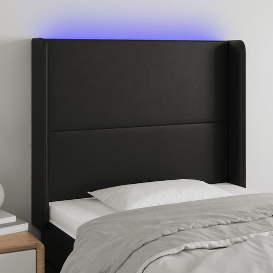 Hoofdbord LED 103x16x118/128 cm kunstleer zwart is nu te koop bij PeponiXL, paradijselijk wonen!