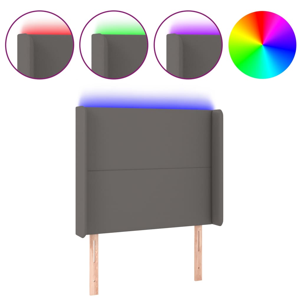Hoofdbord LED 103x16x118/128 cm kunstleer grijs is nu te koop bij PeponiXL, paradijselijk wonen!