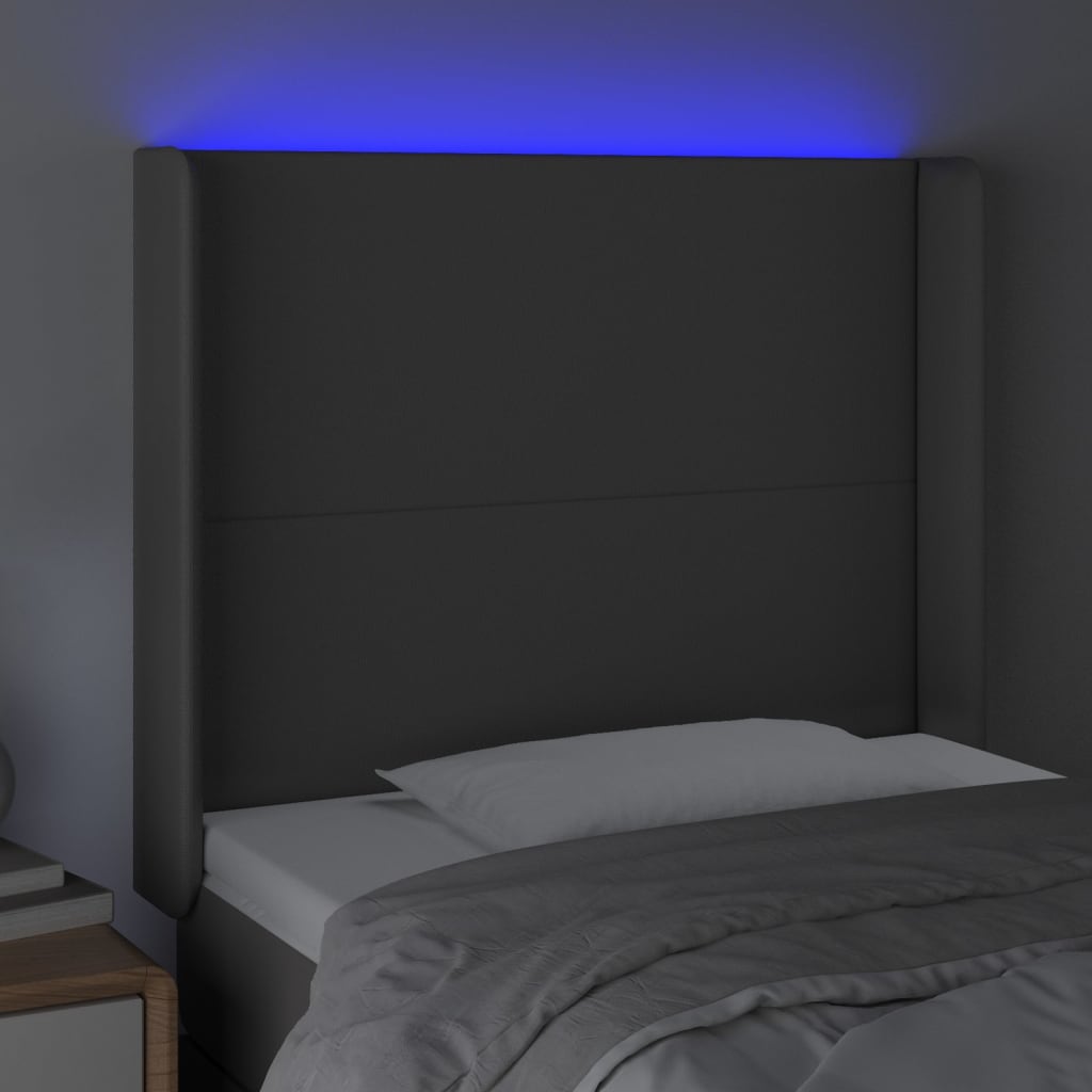Hoofdbord LED 103x16x118/128 cm kunstleer grijs is nu te koop bij PeponiXL, paradijselijk wonen!