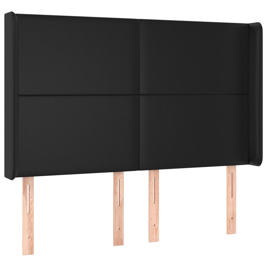 Hoofdbord LED 147x16x118/128 cm kunstleer zwart is nu te koop bij PeponiXL, paradijselijk wonen!