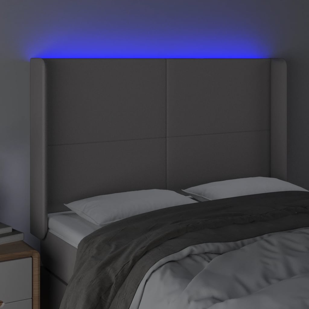 Hoofdbord LED 147x16x118/128 cm kunstleer grijs is nu te koop bij PeponiXL, paradijselijk wonen!