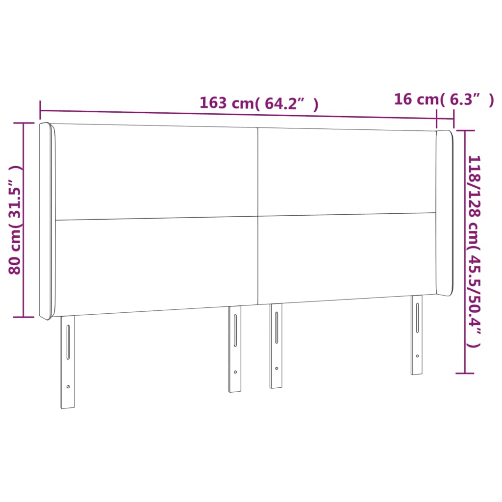 Hoofdbord LED 163x16x118/128 cm kunstleer wit is nu te koop bij PeponiXL, paradijselijk wonen!