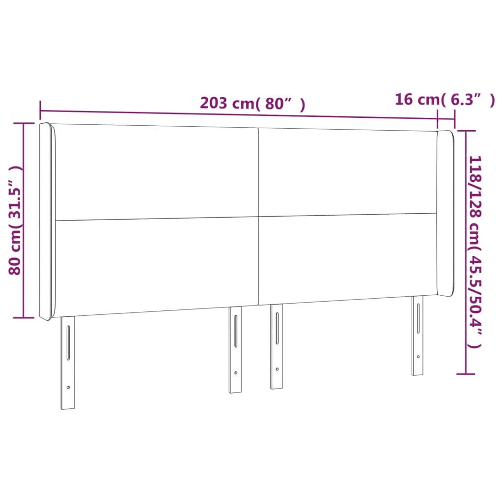 Hoofdbord LED 203x16x118/128 cm kunstleer wit is nu te koop bij PeponiXL, paradijselijk wonen!