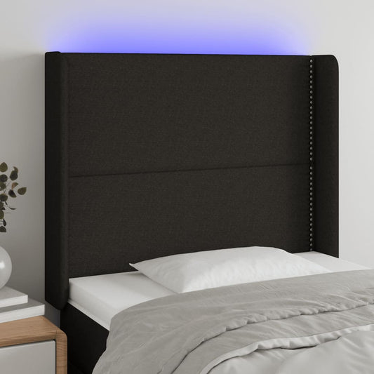 Hoofdbord LED 83x16x118/128 cm stof zwart is nu te koop bij PeponiXL, paradijselijk wonen!