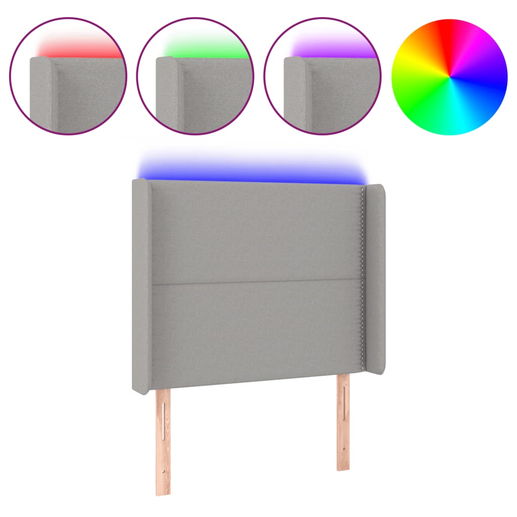 Hoofdbord LED 93x16x118/128 cm stof lichtgrijs is nu te koop bij PeponiXL, paradijselijk wonen!