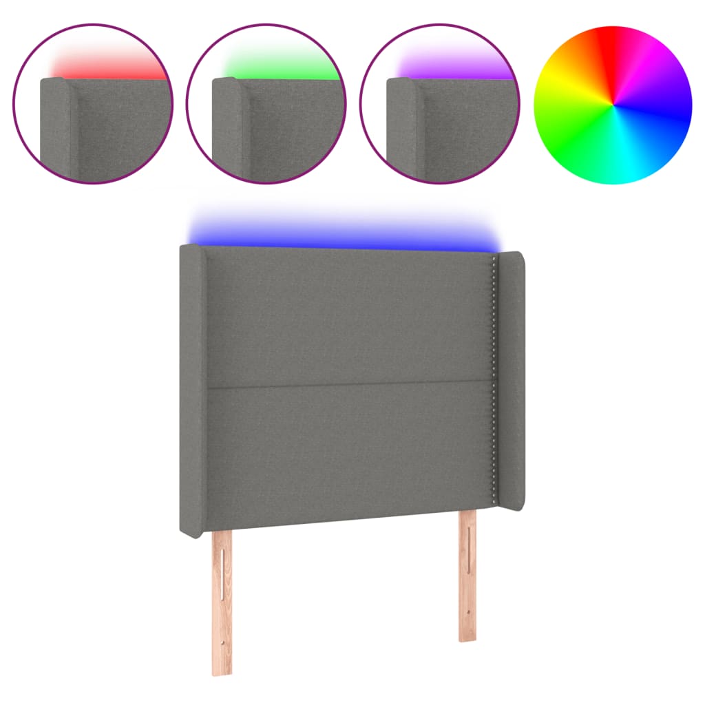 Hoofdbord LED 103x16x118/128 cm stof donkergrijs is nu te koop bij PeponiXL, paradijselijk wonen!