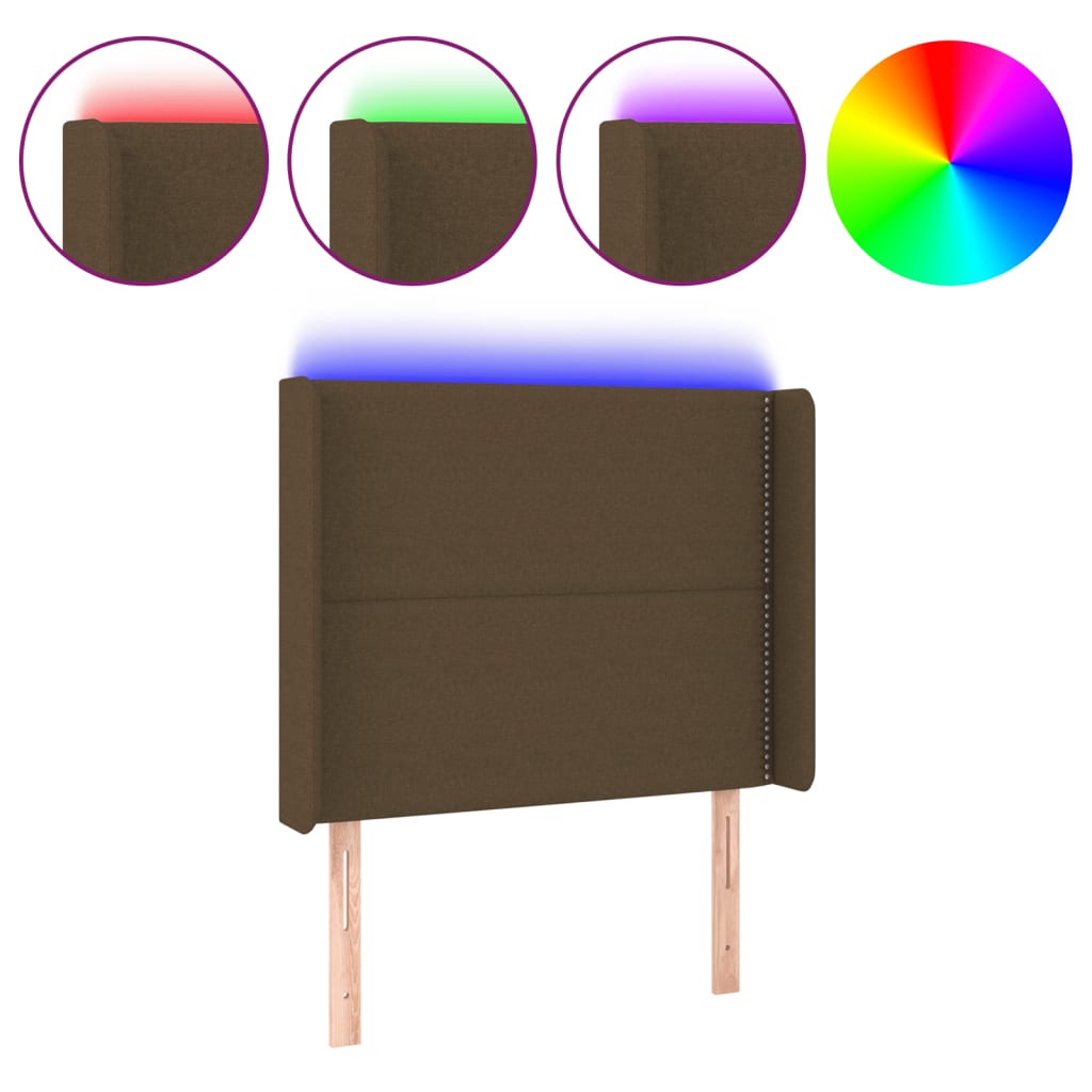 Hoofdbord LED 103x16x118/128 cm stof donkerbruin is nu te koop bij PeponiXL, paradijselijk wonen!