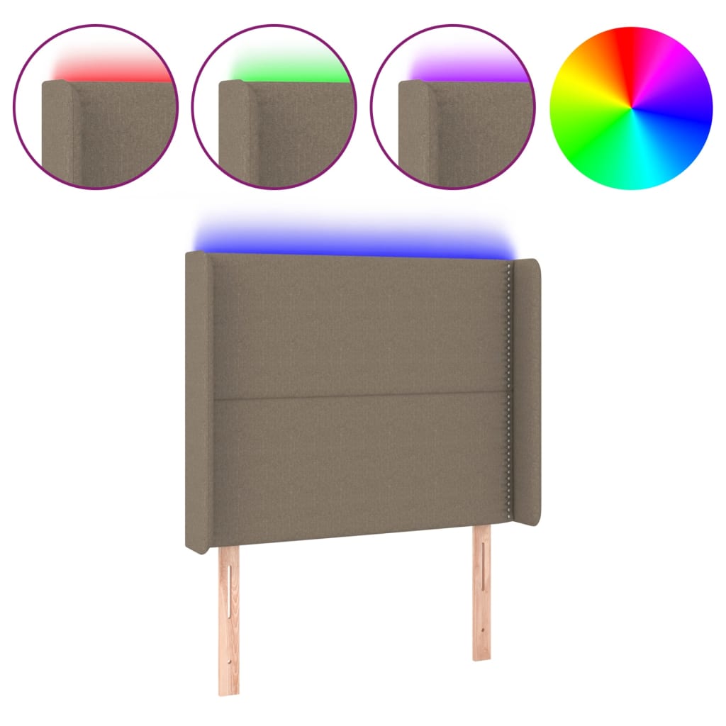 Hoofdbord LED 103x16x118/128 cm stof taupe is nu te koop bij PeponiXL, paradijselijk wonen!