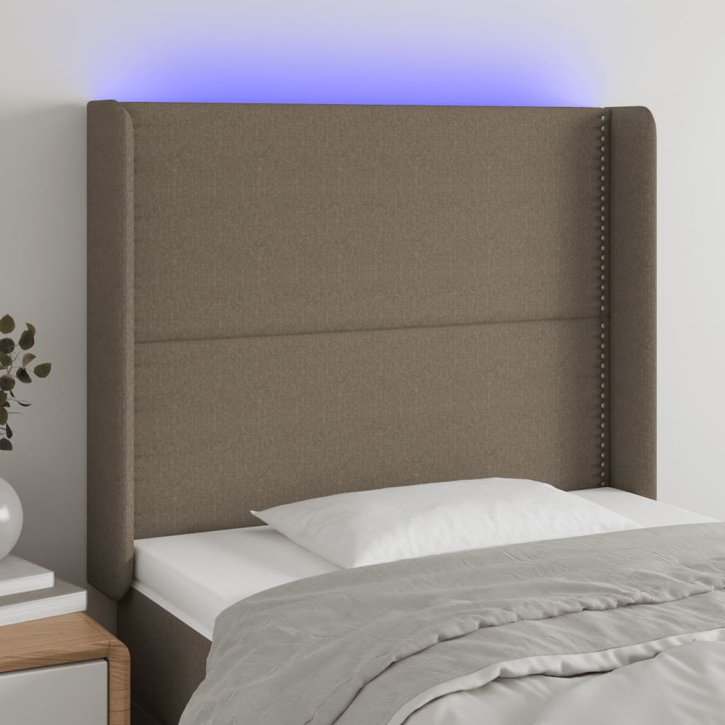 Hoofdbord LED 103x16x118/128 cm stof taupe is nu te koop bij PeponiXL, paradijselijk wonen!