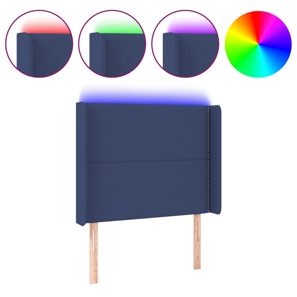 Hoofdbord LED 103x16x118/128 cm stof blauw is nu te koop bij PeponiXL, paradijselijk wonen!