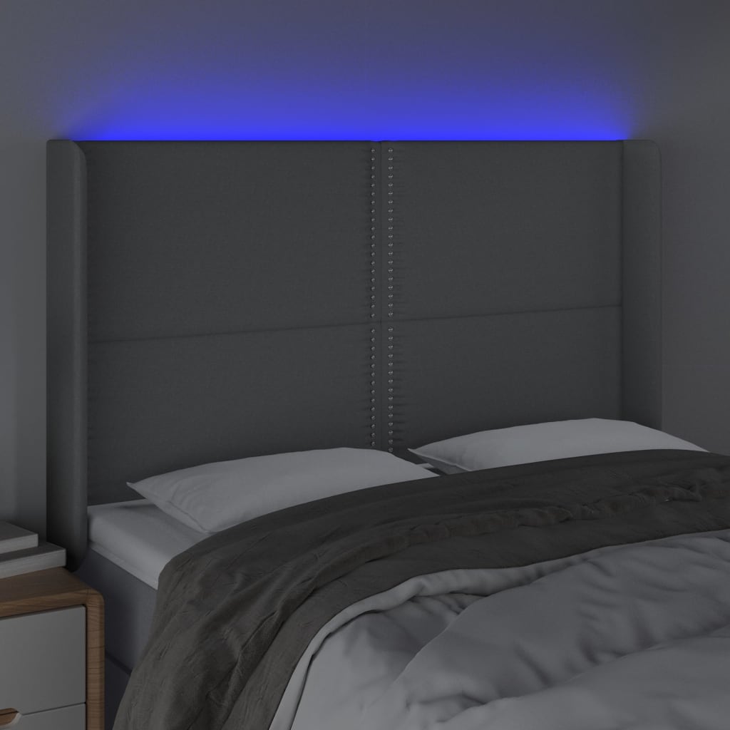 Hoofdbord LED 147x16x118/128 cm stof lichtgrijs is nu te koop bij PeponiXL, paradijselijk wonen!
