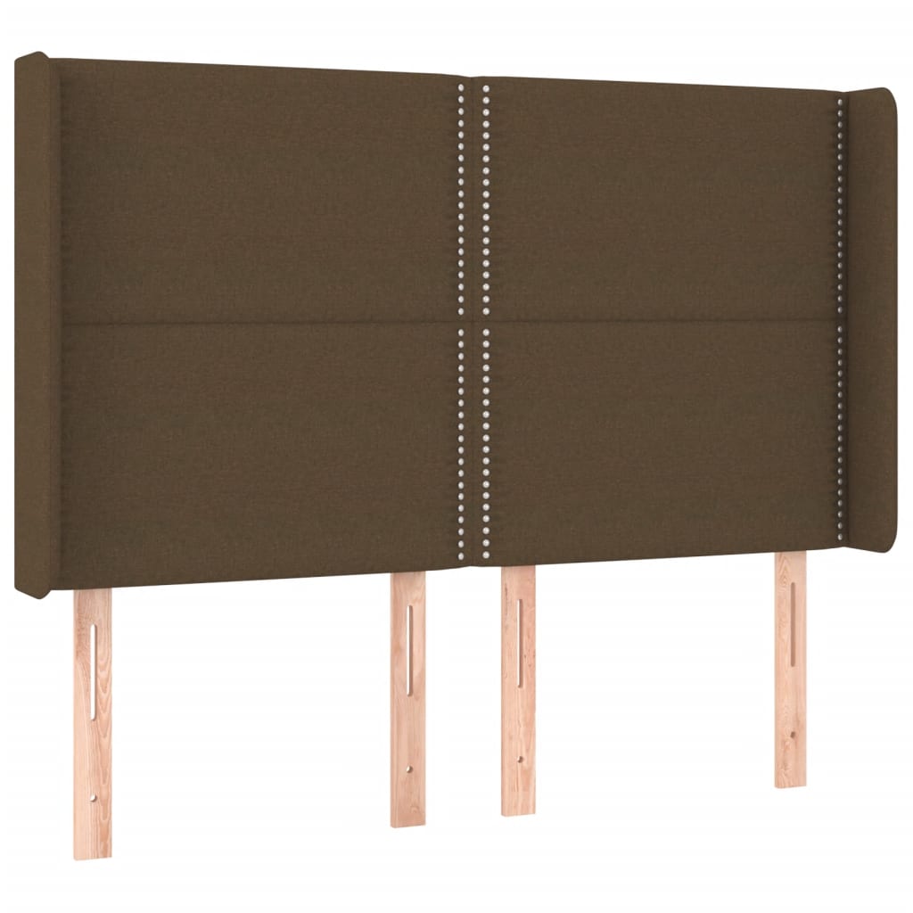 Hoofdbord LED 147x16x118/128 cm stof donkerbruin is nu te koop bij PeponiXL, paradijselijk wonen!