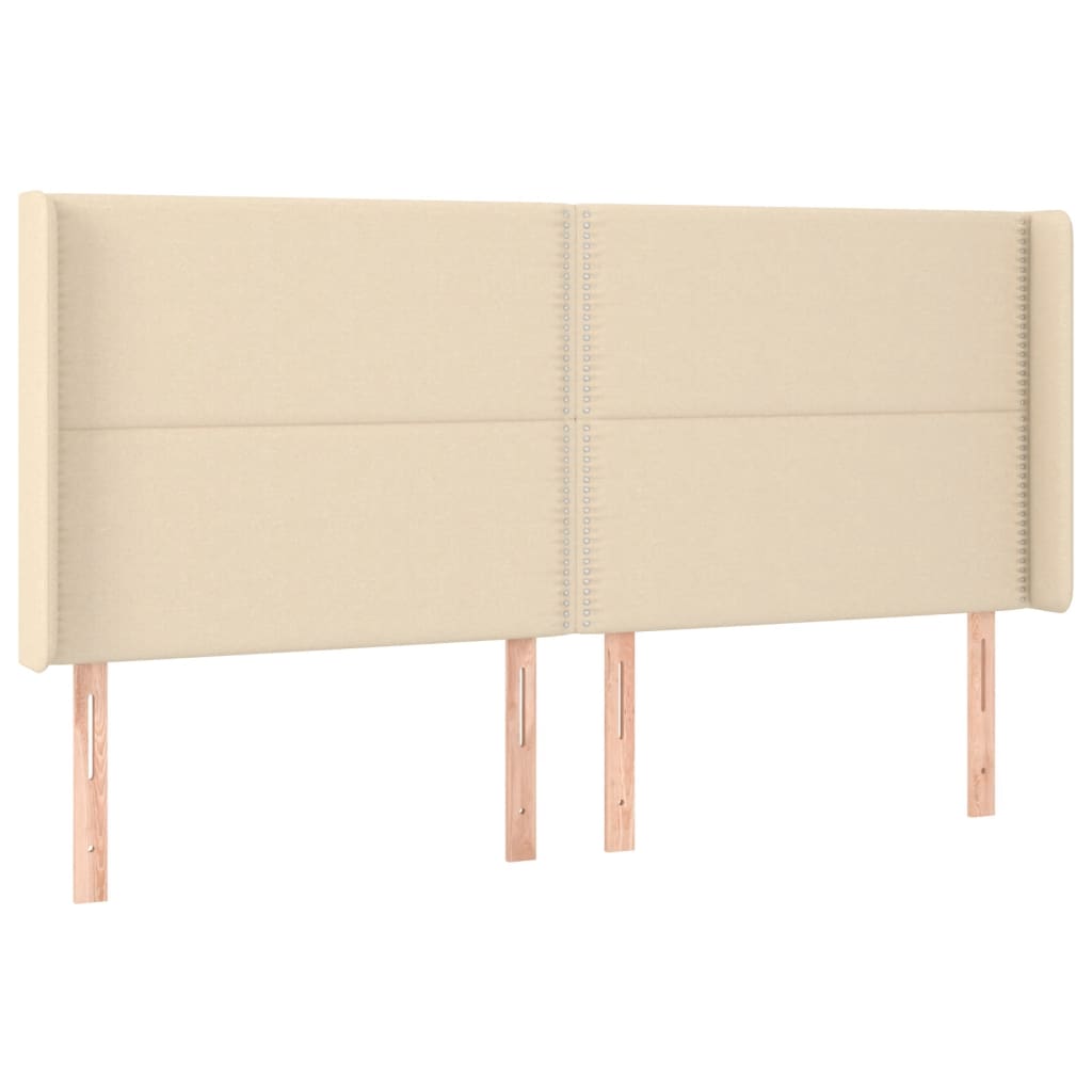 Hoofdbord LED 183x16x118/128 cm stof crèmekleurig is nu te koop bij PeponiXL, paradijselijk wonen!