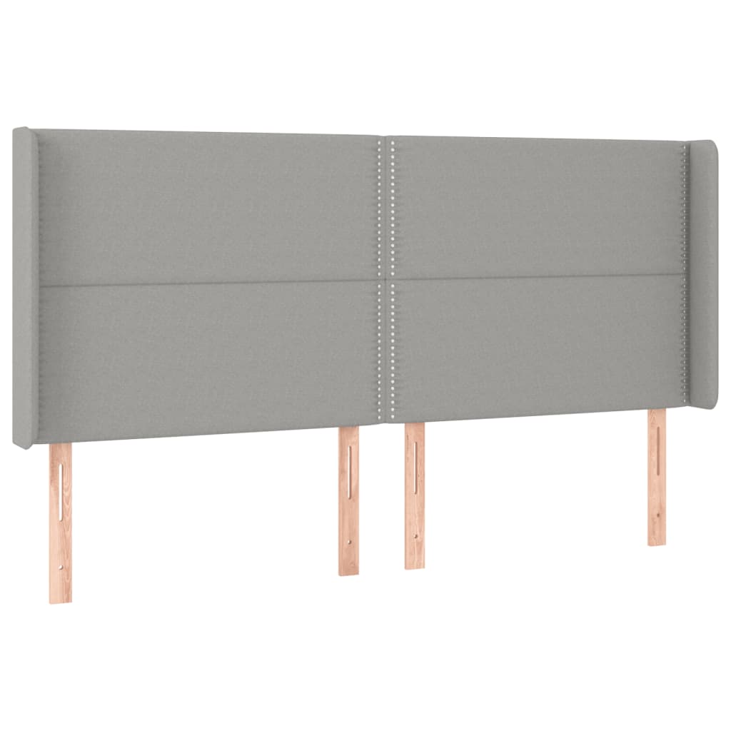 Hoofdbord LED 203x16x118/128 cm stof lichtgrijs is nu te koop bij PeponiXL, paradijselijk wonen!