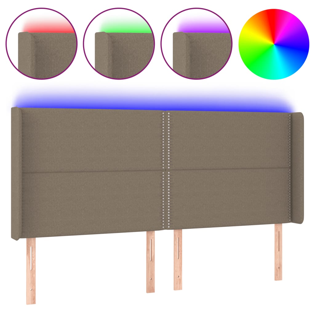 Hoofdbord LED 203x16x118/128 cm stof taupe is nu te koop bij PeponiXL, paradijselijk wonen!
