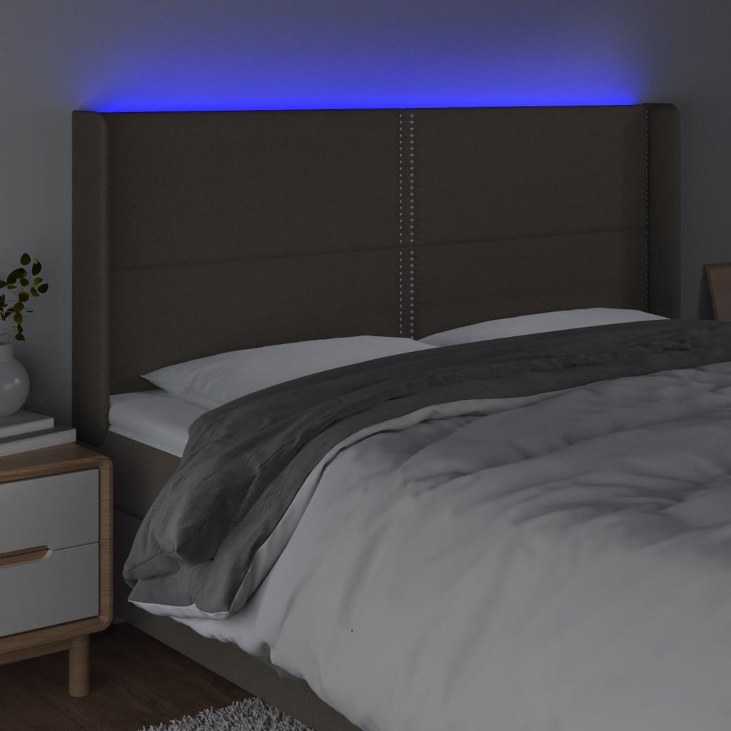 Hoofdbord LED 203x16x118/128 cm stof taupe is nu te koop bij PeponiXL, paradijselijk wonen!
