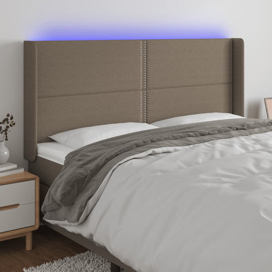 Hoofdbord LED 203x16x118/128 cm stof taupe is nu te koop bij PeponiXL, paradijselijk wonen!