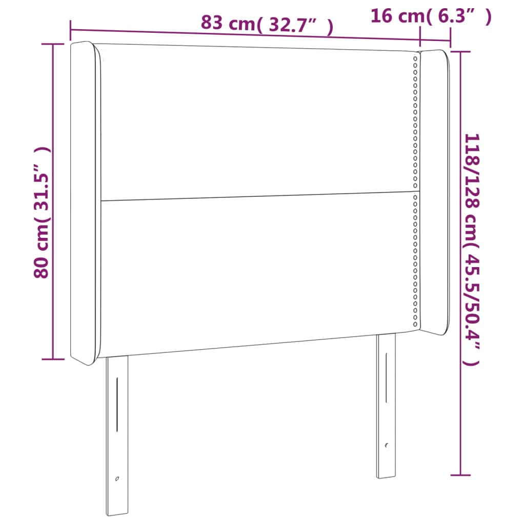 Hoofdbord LED 83x16x118/128 cm fluweel donkergrijs is nu te koop bij PeponiXL, paradijselijk wonen!