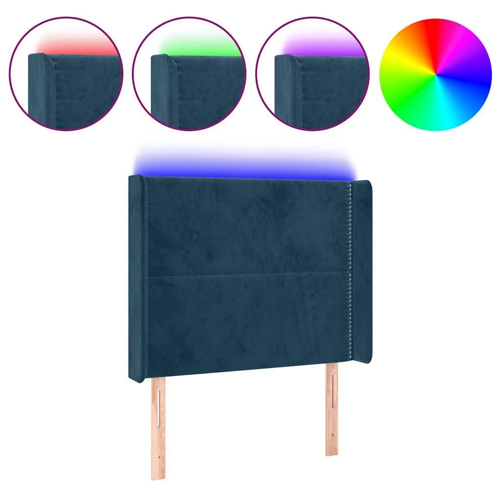 Hoofdbord LED 83x16x118/128 cm fluweel donkerblauw is nu te koop bij PeponiXL, paradijselijk wonen!